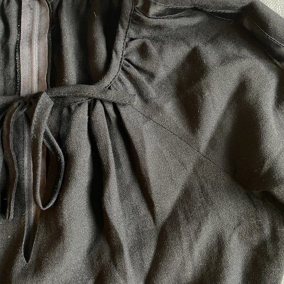 Vintage Long-Sleeve Black Linen Cottagecore Prairie Lolita Dress S - Picture 9 of 12